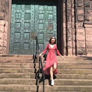 Zara Red cheetah maxi dress